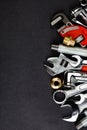 Plumbing accessories. Wrenches and adapters. Royalty Free Stock Photo