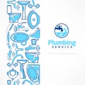 Plumbing banner with logo for design in blue