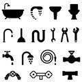 Plumbing and bathroom icons