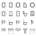 Plumbing, bathroom, toilet line icons set, vector graphics