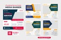 Plumbing business promotional web banner bundle for social media marketing. Plumber and handyman hiring template set vector with