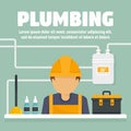 Plumbing concept banner, flat style