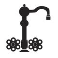 A plumbing faucet isolated on a white background as a logo or emblem for design, a vintage silhouette vector stock illustration Royalty Free Stock Photo