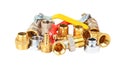 Plumbing fitting and ball valve Royalty Free Stock Photo