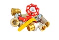 Plumbing fitting and ball valve Royalty Free Stock Photo