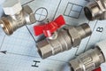 Plumbing fittings on the drawing Royalty Free Stock Photo