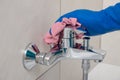 Plumbing fixtures cleaning process from limescale Royalty Free Stock Photo