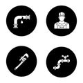 Plumbing glyph icons set Royalty Free Stock Photo