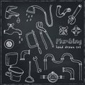 Plumbing hand drawn decorative icons set