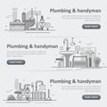 Plumbing and handyman service web header banner set Royalty Free Stock Photo