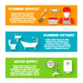 Plumbing icons banner set