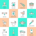 Plumbing Icons Flat Line Set Royalty Free Stock Photo