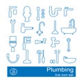Plumbing icons line set. Vector illustration collection. Royalty Free Stock Photo