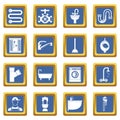 Plumbing icons set blue Royalty Free Stock Photo