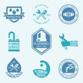 Plumbing labels icons set Royalty Free Stock Photo