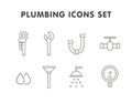 Plumbing line icons set Royalty Free Stock Photo