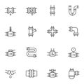 Plumbing line icons set