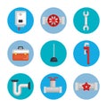 Plumbing line tools set icons