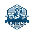 Plumbing logo template, easy to customize Royalty Free Stock Photo