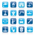 Plumbing objects and tools equipment icons