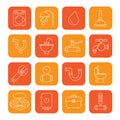 Plumbing objects and tools icons