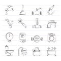 Plumbing objects and tools icons