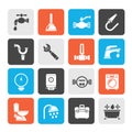 Plumbing objects and tools icons