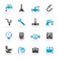 Plumbing objects and tools icons