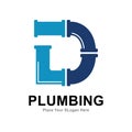 Plumbing pipe letter D logo vector design template