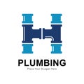 Plumbing pipe letter H logo vector design template