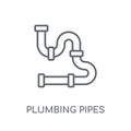 plumbing pipes linear icon. Modern outline plumbing pipes logo c