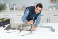 Plumbing problem in kitchen Royalty Free Stock Photo