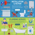 Plumbing Service Banners Royalty Free Stock Photo