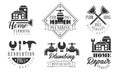 Plumbing Service Best Quality Retro Labels Set, Home Repair Black Badges Vector Illustration Royalty Free Stock Photo