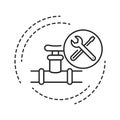 Plumbing Service black line icon. Installation done to a potable water distribution system. Handyman services. Pictogram