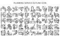 Plumbing service black outline icon pack