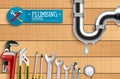 Plumbing Service on brown background