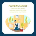 Plumbing Service Flat Vector Banner Template