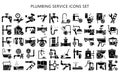 Plumbing service glyph icons pack