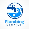 Plumbing service logo in blue Royalty Free Stock Photo