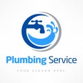 Plumbing service logo in blue Royalty Free Stock Photo