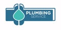 Plumbing service logo with pipe and water leakage drop Royalty Free Stock Photo