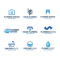 Plumbing service logo set color style