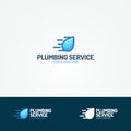 Plumbing service logo set with flying water drop Royalty Free Stock Photo