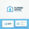 Plumbing service logo set with house and water drop Royalty Free Stock Photo