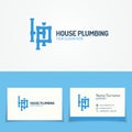 Plumbing service logo set with pipelines