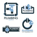 Plumbing service logo set with pipes and water droplet Royalty Free Stock Photo