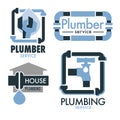 House plumbing service logo set with pipes and water droplet Royalty Free Stock Photo