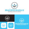 Plumbing service logo. Waterline repair logo.vector illustration. black and white.water drop abstract sign. waterline maintenance