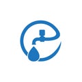 Plumbing service with water faucet icon logo design Royalty Free Stock Photo